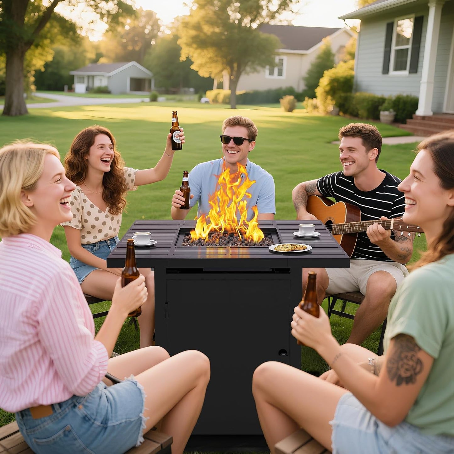 30" Propane Fire Pit Table, 50,000 BTU Gas Fire Pit for Outside, Outdoor Fire Pit with CSA Certification for Backyard Balcony Garden Patio Deck