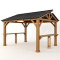 Outdoor Grill Gazebo Built for Backyard BBQ, 10x12 Ft Wooden Frame, Weather Resistant, Ventilation Design