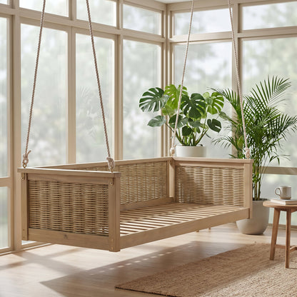 TOPMAX Outdoor Classic Solid Wood Twin Size Swing Bed