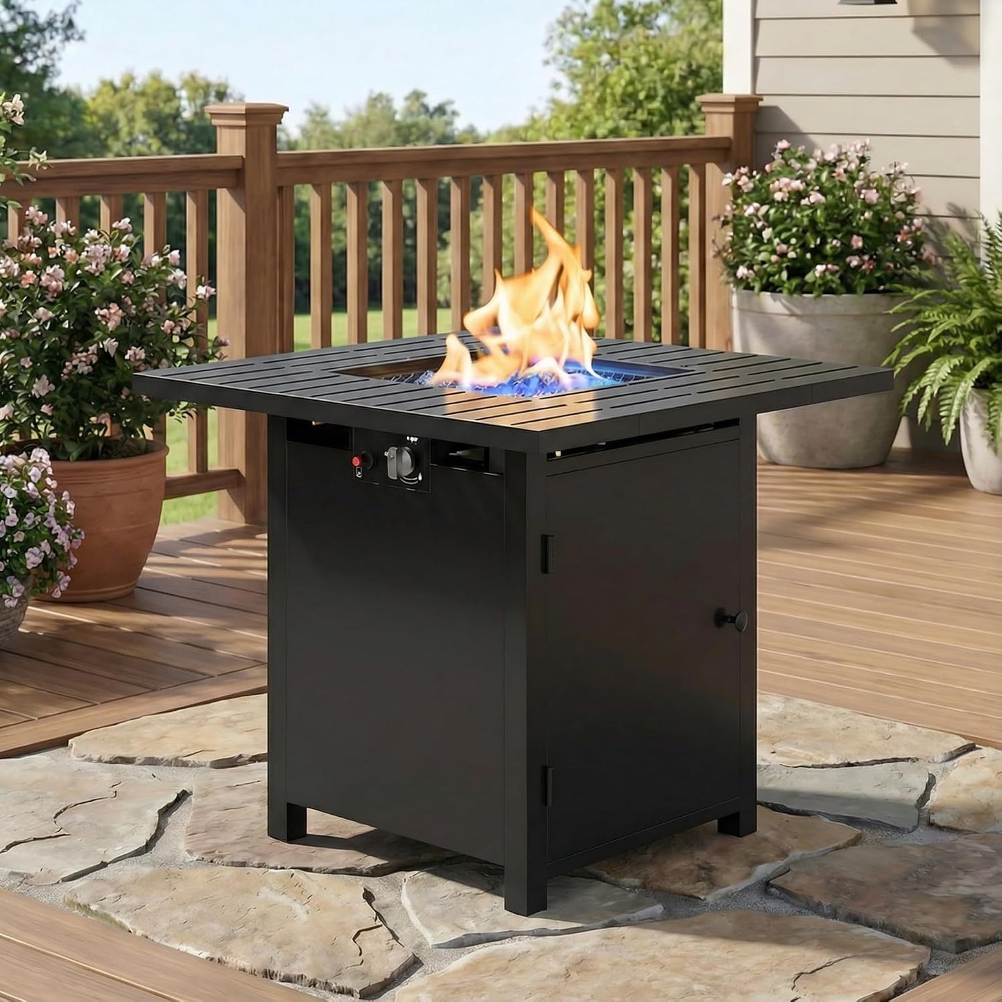 30" Propane Fire Pit Table, 50,000 BTU Gas Fire Pit for Outside, Outdoor Fire Pit with CSA Certification for Backyard Balcony Garden Patio Deck