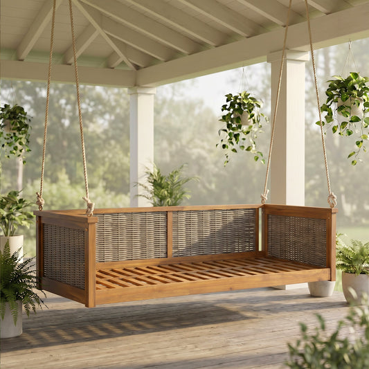 TOPMAX Outdoor Classic Solid Wood Twin Size Swing Bed