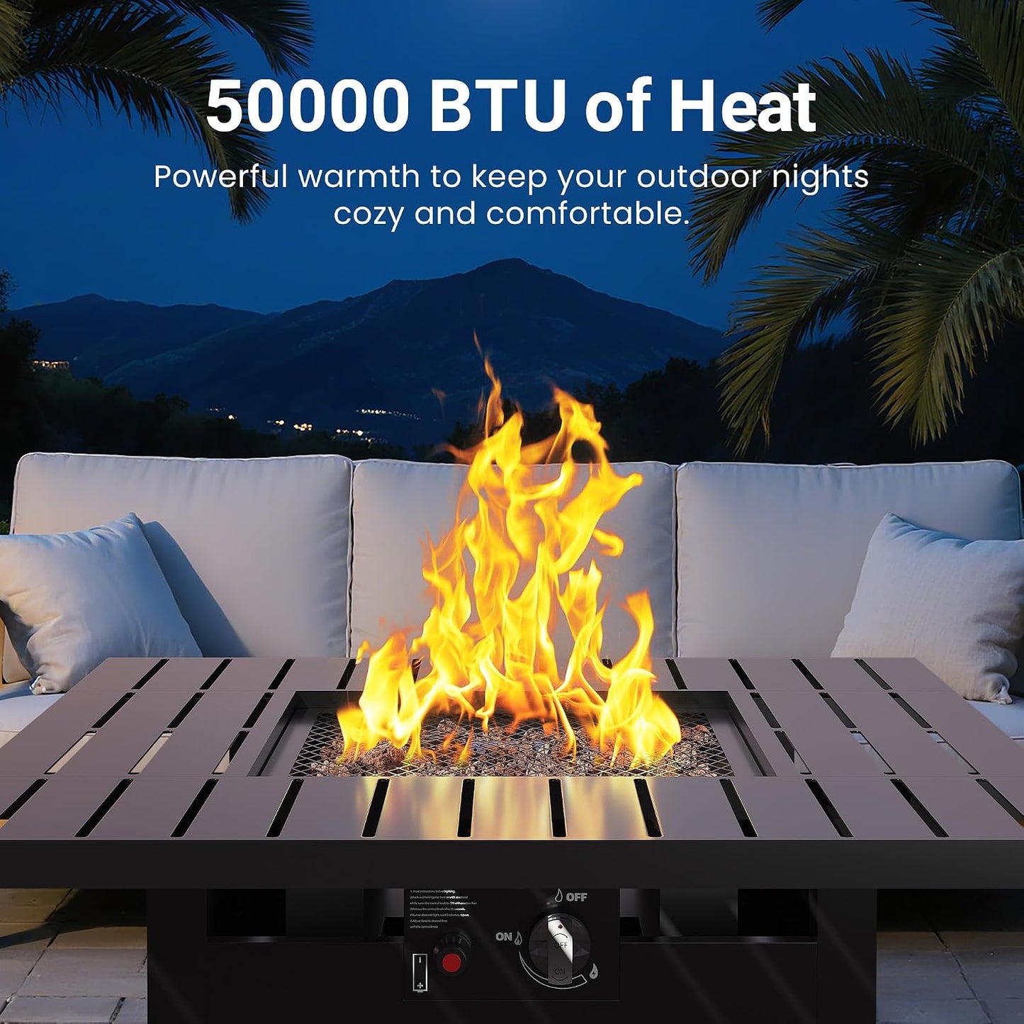 30" Propane Fire Pit Table, 50,000 BTU Gas Fire Pit for Outside, Outdoor Fire Pit with CSA Certification for Backyard Balcony Garden Patio Deck