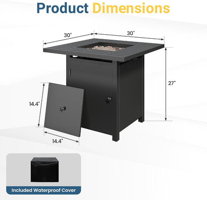 30" Propane Fire Pit Table, 50,000 BTU Gas Fire Pit for Outside, Outdoor Fire Pit with CSA Certification for Backyard Balcony Garden Patio Deck