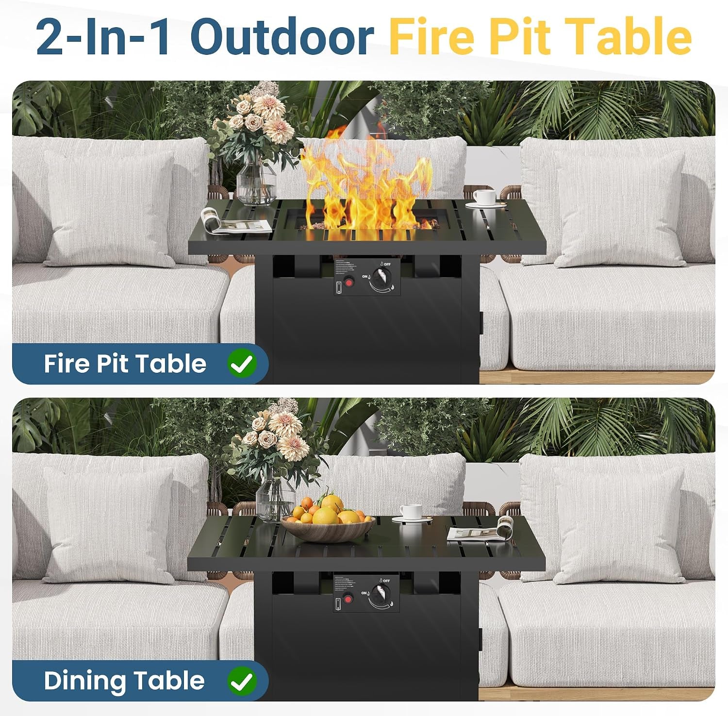 30" Propane Fire Pit Table, 50,000 BTU Gas Fire Pit for Outside, Outdoor Fire Pit with CSA Certification for Backyard Balcony Garden Patio Deck