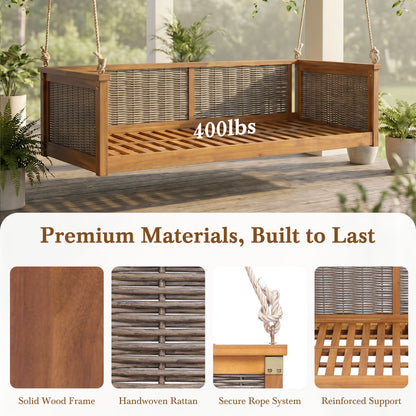 TOPMAX Outdoor Classic Solid Wood Twin Size Swing Bed