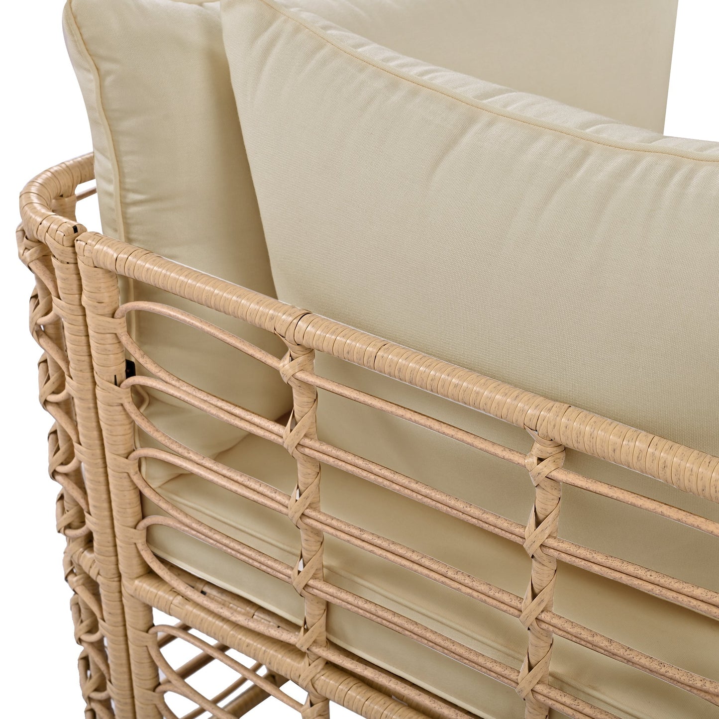 7 Pieces Outdoor Patio Furniture, All-Weather Rattan Sectional Sofa Set with Thick Cushions and Pillows, Freely Combined Conversation Sets for Garden, Backyard, Balcony, Brown