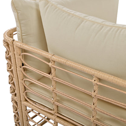 7 Pieces Outdoor Patio Furniture, All-Weather Rattan Sectional Sofa Set with Thick Cushions and Pillows, Freely Combined Conversation Sets for Garden, Backyard, Balcony, Brown
