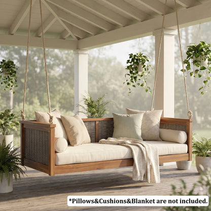 TOPMAX Outdoor Classic Solid Wood Twin Size Swing Bed