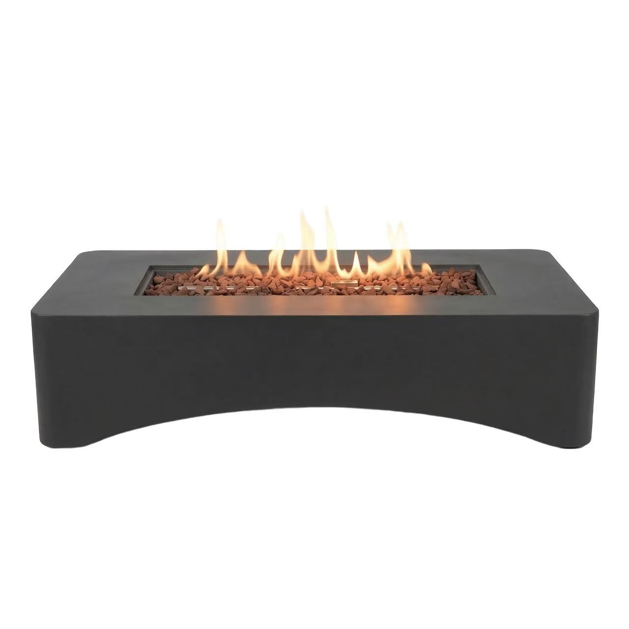 56" Propane Fire Pit Table — 50,000 BTU Rectangular Concrete Gas Fire Pit