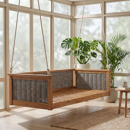 TOPMAX Outdoor Classic Solid Wood Twin Size Swing Bed