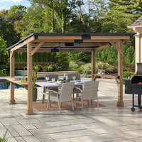 10 Ft. X 12 Ft. Gazebo, Outdoor Patio Wooden Frame Grill Gazebo Backyard BBQ