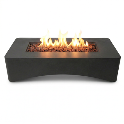 56" Propane Fire Pit Table — 50,000 BTU Rectangular Concrete Gas Fire Pit
