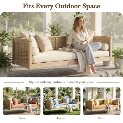 TOPMAX Outdoor Classic Solid Wood Twin Size Swing Bed