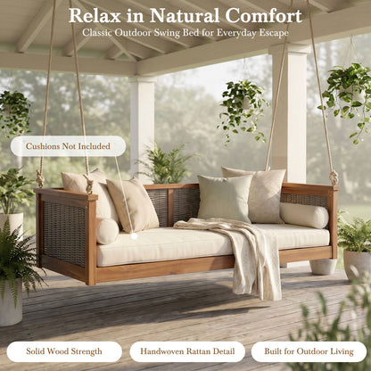 TOPMAX Outdoor Classic Solid Wood Twin Size Swing Bed