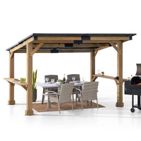 10 Ft. X 12 Ft. Gazebo, Outdoor Patio Wooden Frame Grill Gazebo Backyard BBQ