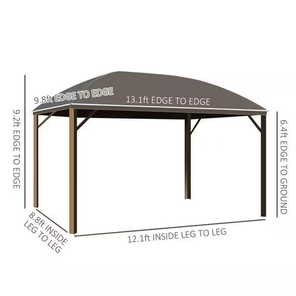 13 Ft. X 10 Ft. Steel Hardtop Gazebo with Screened Curtains, Black/Brown