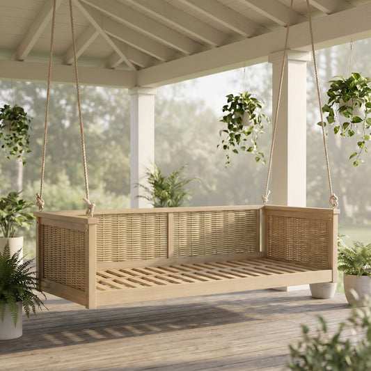 TOPMAX Outdoor Classic Solid Wood Twin Size Swing Bed