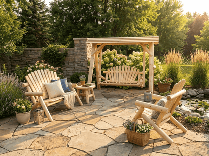 Wooden Porch Swing with Canopy